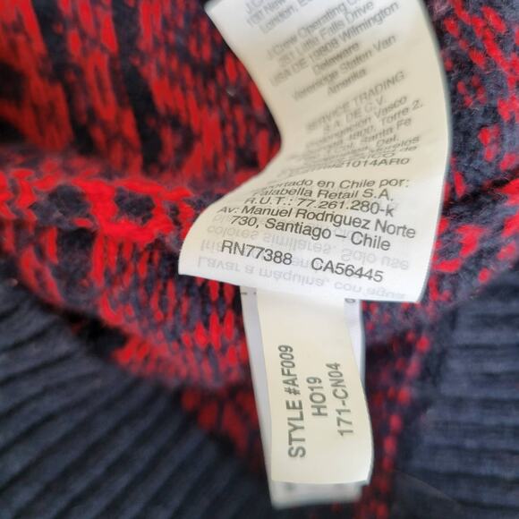 J. Crew Cheerful Fair Isle Sweater Mock Neck Red Birds Snowflakes Women Small - Picture 12 of 13